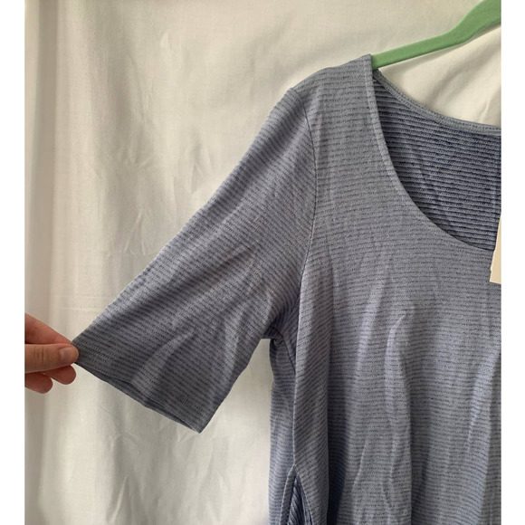 Pure Jill Knit Top Blue Short Sleeve Tie Waist Scoop Neck Shirt Small NWT - Picture 5 of 8